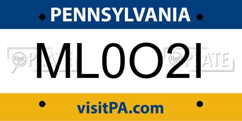 ML0O2I Pennsylvania License Plate