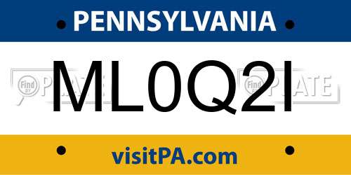 ML0Q2I Pennsylvania License Plate