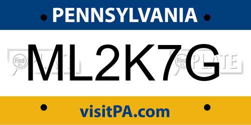 ML2K7G Pennsylvania License Plate