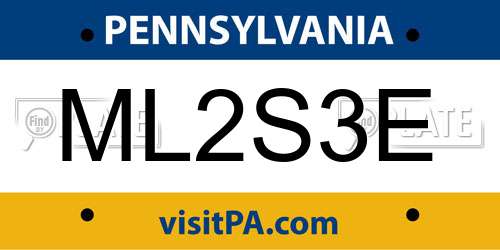 ML2S3E Pennsylvania License Plate