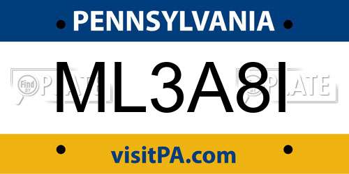 ML3A8I Pennsylvania License Plate