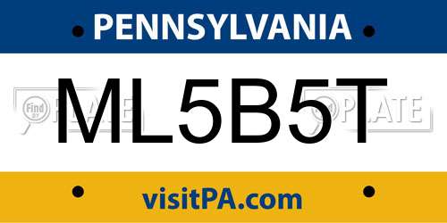 ML5B5T Pennsylvania License Plate