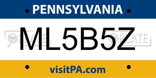 ML5B5Z Pennsylvania License Plate