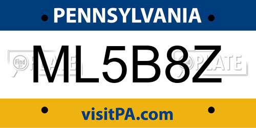 ML5B8Z Pennsylvania License Plate