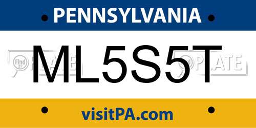 ML5S5T Pennsylvania License Plate