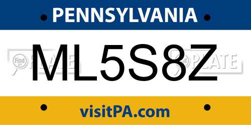 ML5S8Z Pennsylvania License Plate