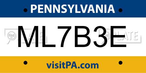 ML7B3E Pennsylvania License Plate
