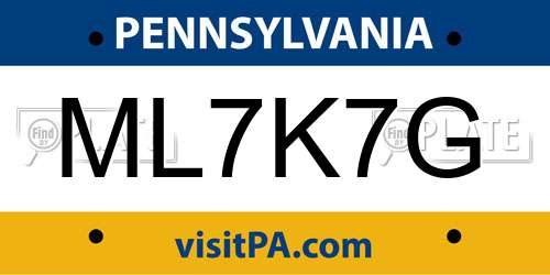 ML7K7G Pennsylvania License Plate