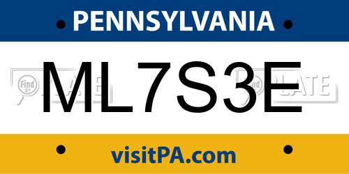 ML7S3E Pennsylvania License Plate