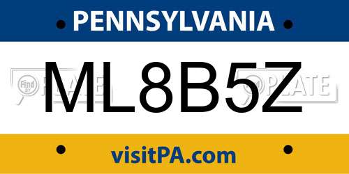 ML8B5Z Pennsylvania License Plate