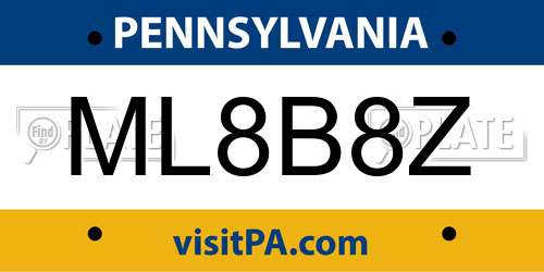 ML8B8Z Pennsylvania License Plate
