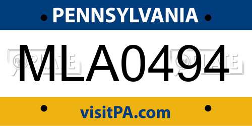 MLA0494 Pennsylvania License Plate
