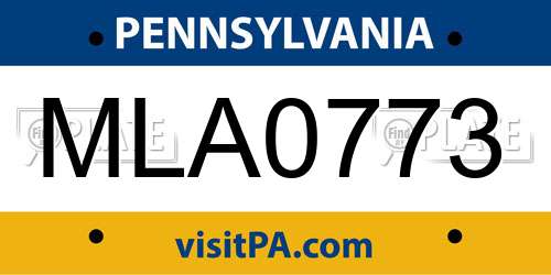 MLA0773 Pennsylvania License Plate
