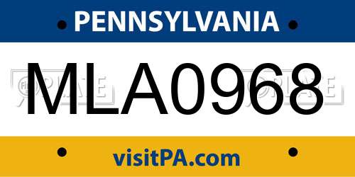MLA0968 Pennsylvania License Plate
