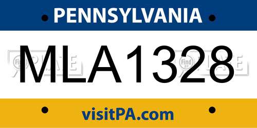 MLA1328 Pennsylvania License Plate