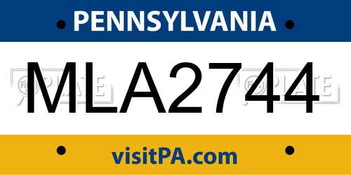 MLA2744 Pennsylvania License Plate