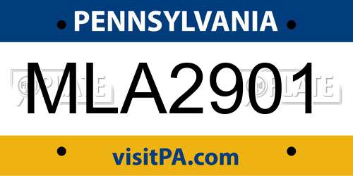 MLA2901 Pennsylvania License Plate