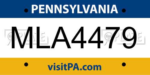 MLA4479 Pennsylvania License Plate