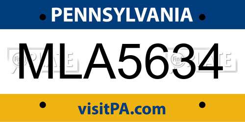MLA5634 Pennsylvania License Plate