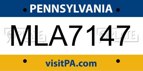 MLA7147 Pennsylvania License Plate