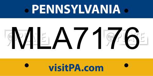 MLA7176 Pennsylvania License Plate