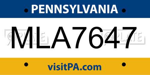 MLA7647 Pennsylvania License Plate