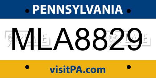 MLA8829 Pennsylvania License Plate