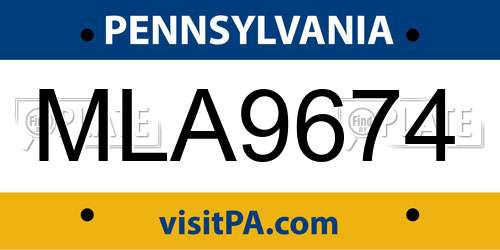 MLA9674 Pennsylvania License Plate