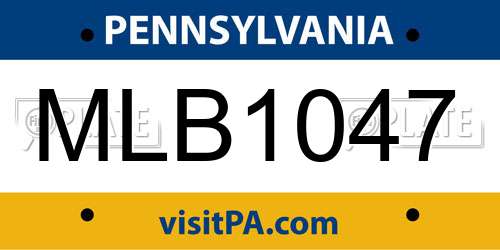 MLB1047 Pennsylvania License Plate