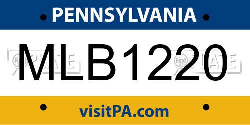 MLB1220 Pennsylvania License Plate