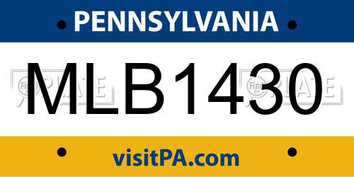 MLB1430 Pennsylvania License Plate