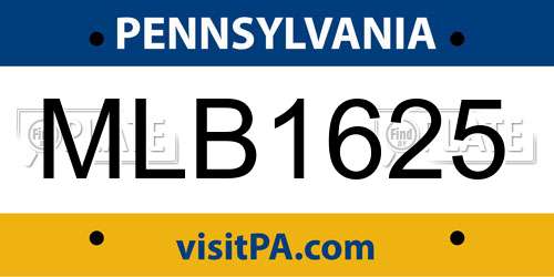 MLB1625 Pennsylvania License Plate