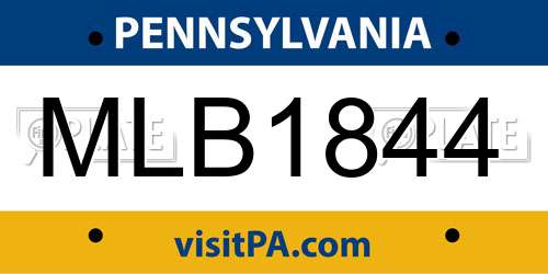 MLB1844 Pennsylvania License Plate