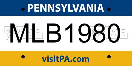 MLB1980 Pennsylvania License Plate