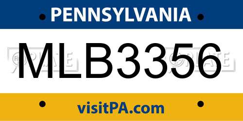 MLB3356 Pennsylvania License Plate