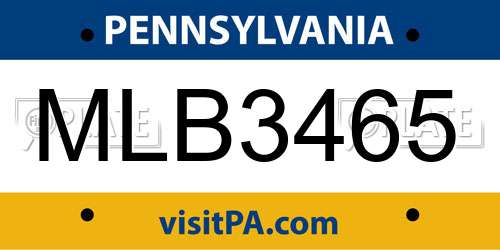 MLB3465 Pennsylvania License Plate