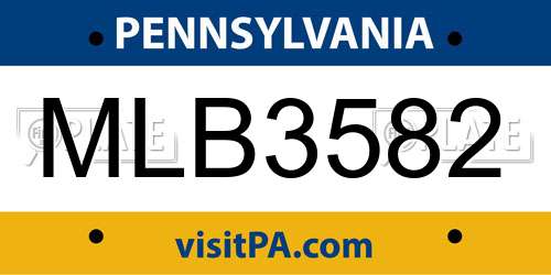 MLB3582 Pennsylvania License Plate