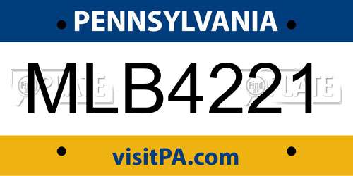MLB4221 Pennsylvania License Plate
