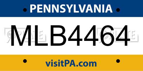 MLB4464 Pennsylvania License Plate