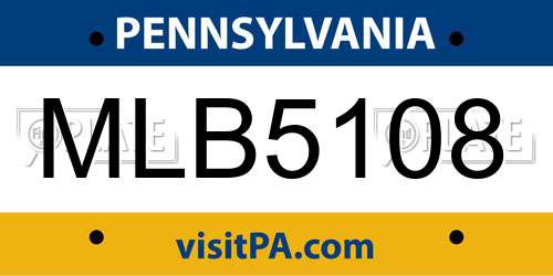 MLB5108 Pennsylvania License Plate