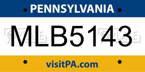MLB5143 Pennsylvania License Plate