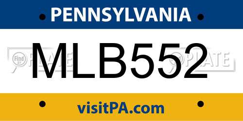 MLB552 Pennsylvania License Plate