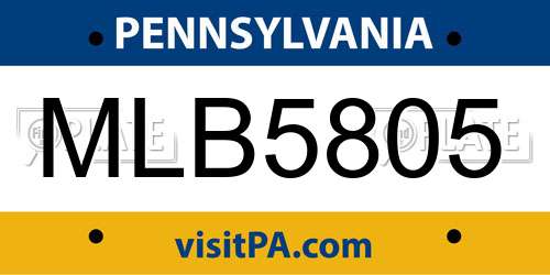 MLB5805 Pennsylvania License Plate