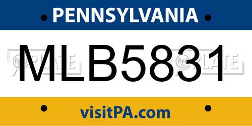 MLB5831 Pennsylvania License Plate
