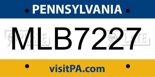 MLB7227 Pennsylvania License Plate