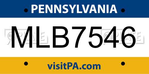MLB7546 Pennsylvania License Plate