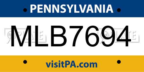 MLB7694 Pennsylvania License Plate