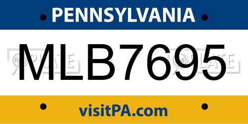 MLB7695 Pennsylvania License Plate