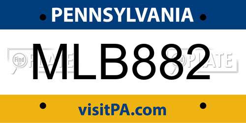 MLB882 Pennsylvania License Plate