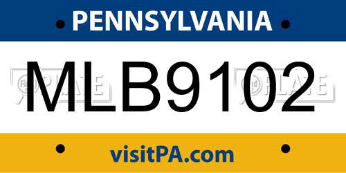 MLB9102 Pennsylvania License Plate